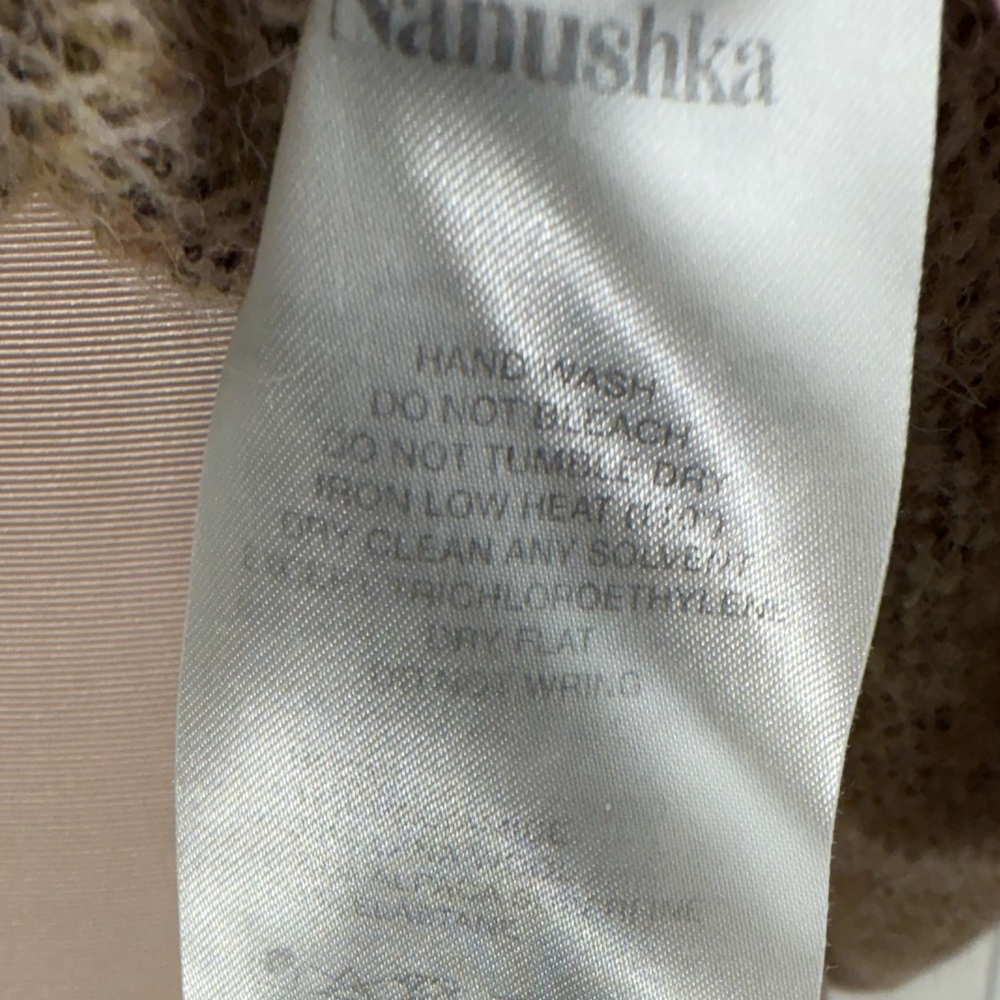 Nanushka Feline Brushed Alpaca Checkered Sweater in Creme/Brown - Picture 11 of 11